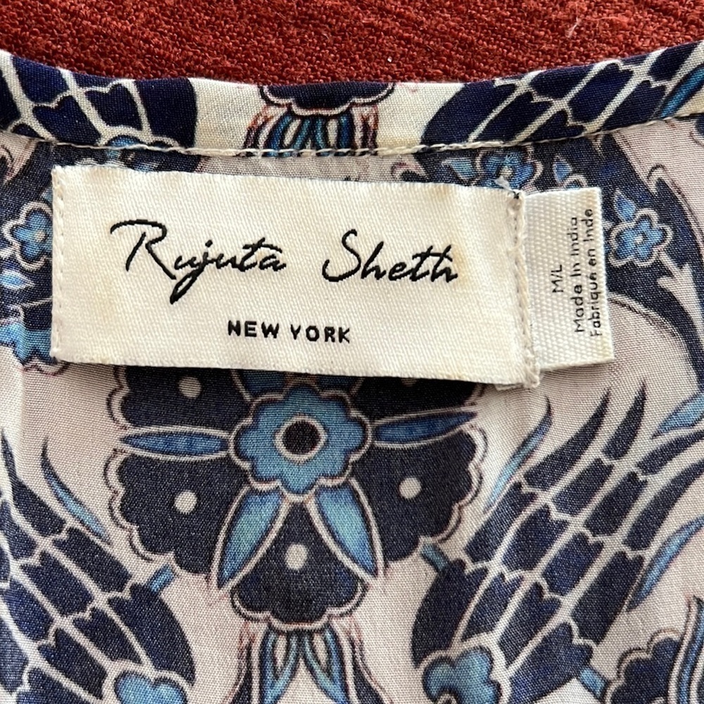 RUJETA SHETH Marie Cinch CAFTAN Blue Dress Size M/L - Picture 4 of 7